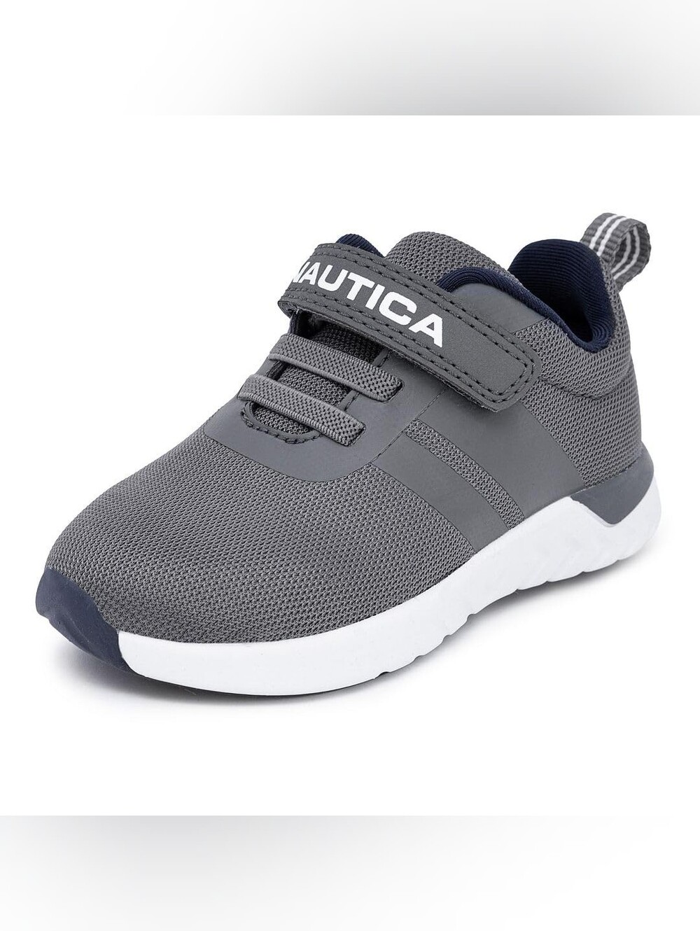 Nautica Kids Gray and Navy Hook-and-Loop Athletic Sneaker Size 8c Unisex Nib